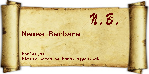 Nemes Barbara névjegykártya